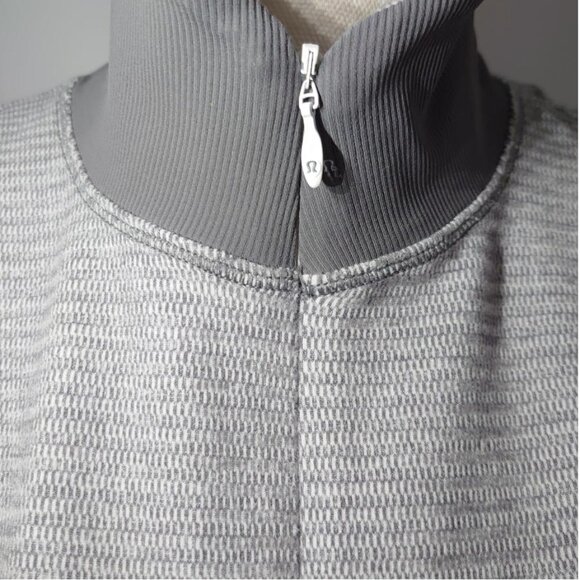 Lululemon Runderful 1/2 Zip Mini Check Pique White Heathered Slate/Slate - Picture 12 of 16